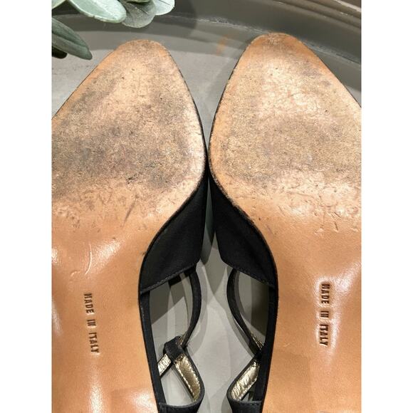 VTG Salvatore Ferragamo Women's Black Nylon Strappy Heels Size 8.5 Made In Italy - Picture 11 of 13